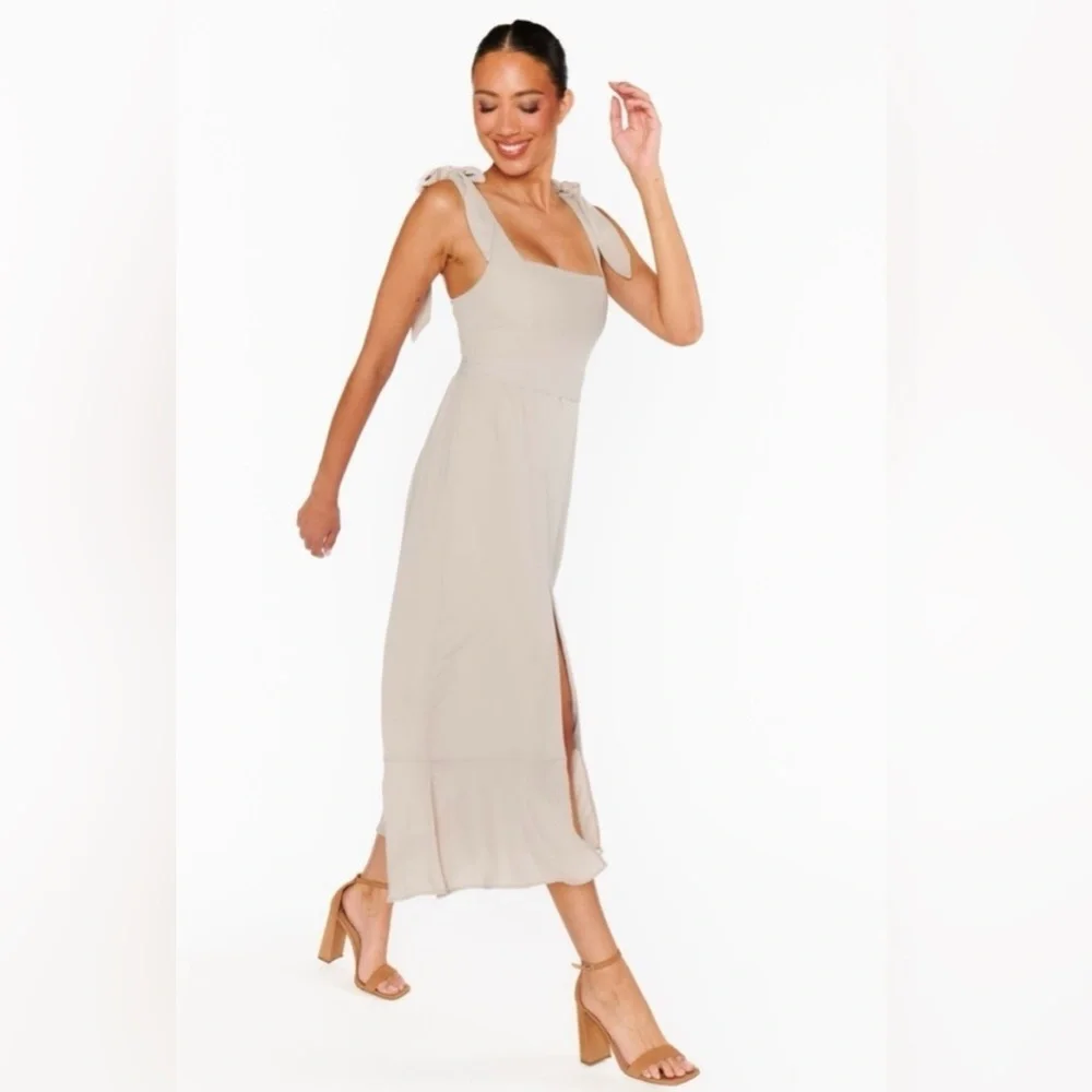 SHOW ME YOUR MUMU Claire Show me the Ring crisp Chiffon Midi Dress Bridesmaid - Picture 5 of 16